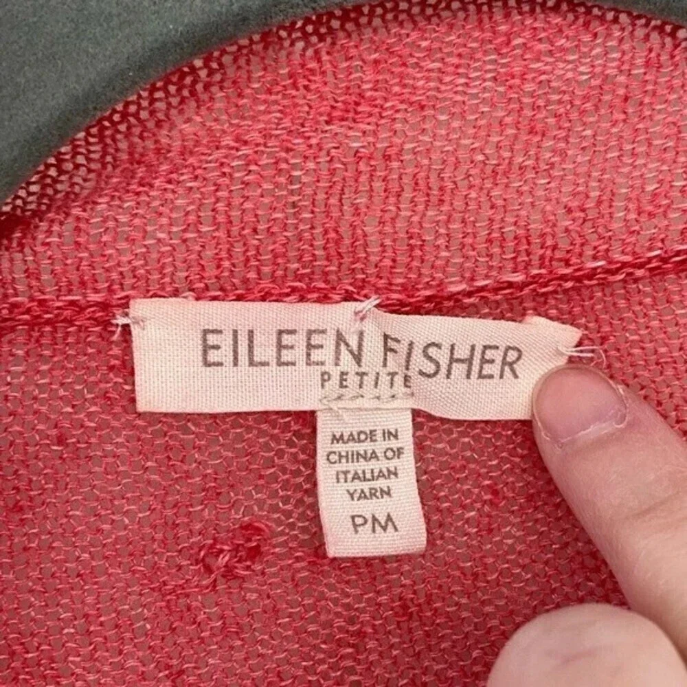 Eileen Fisher, Cascading Cardigan, Open Front, Linen,‎ Coral